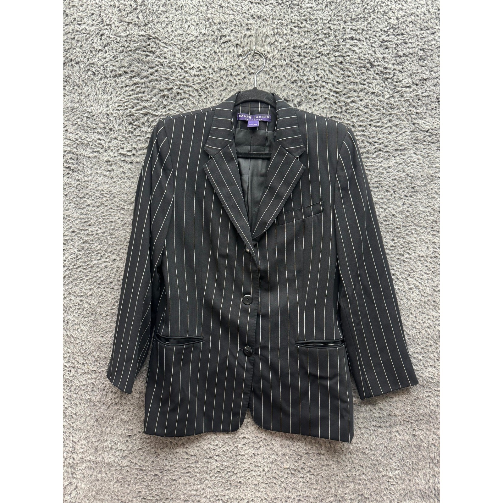 Ralph Lauren Collection Purple Label Pinstripe Suit Set Black Womens Size 14